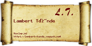 Lambert Tünde névjegykártya